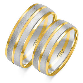 Matte wedding rings with shiny lines