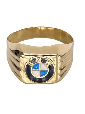 Men's gold ring with logo