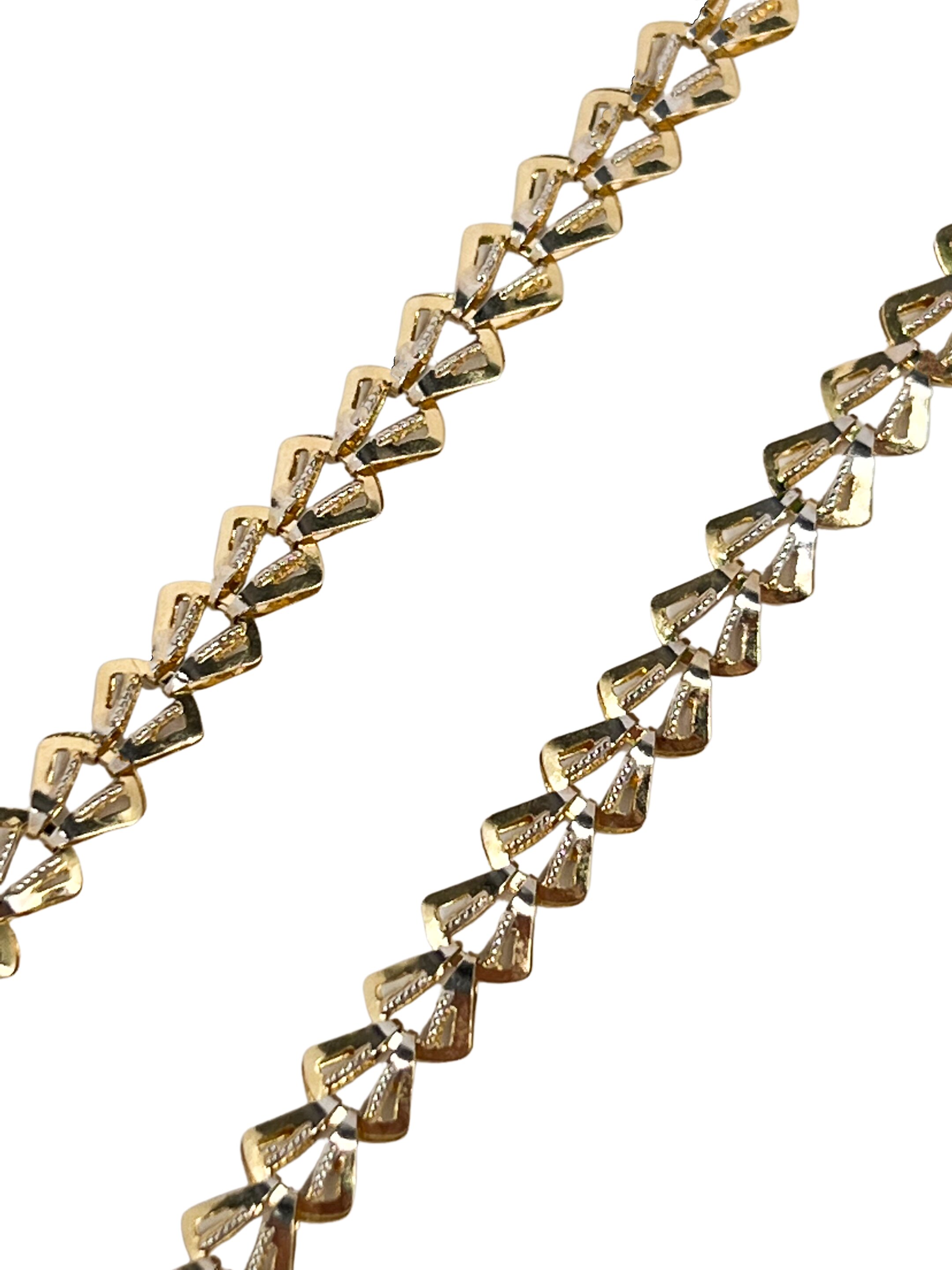 Moderne tofarvet guld halskæde