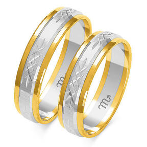 Multi-colored wedding rings with a phased profile