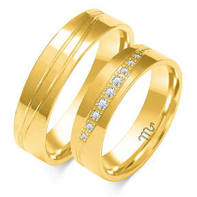 Multicolored shiny engraved wedding rings with rhinestones