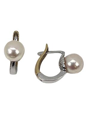 Ohrringe aus zweifarbigem Gold mit Perlen