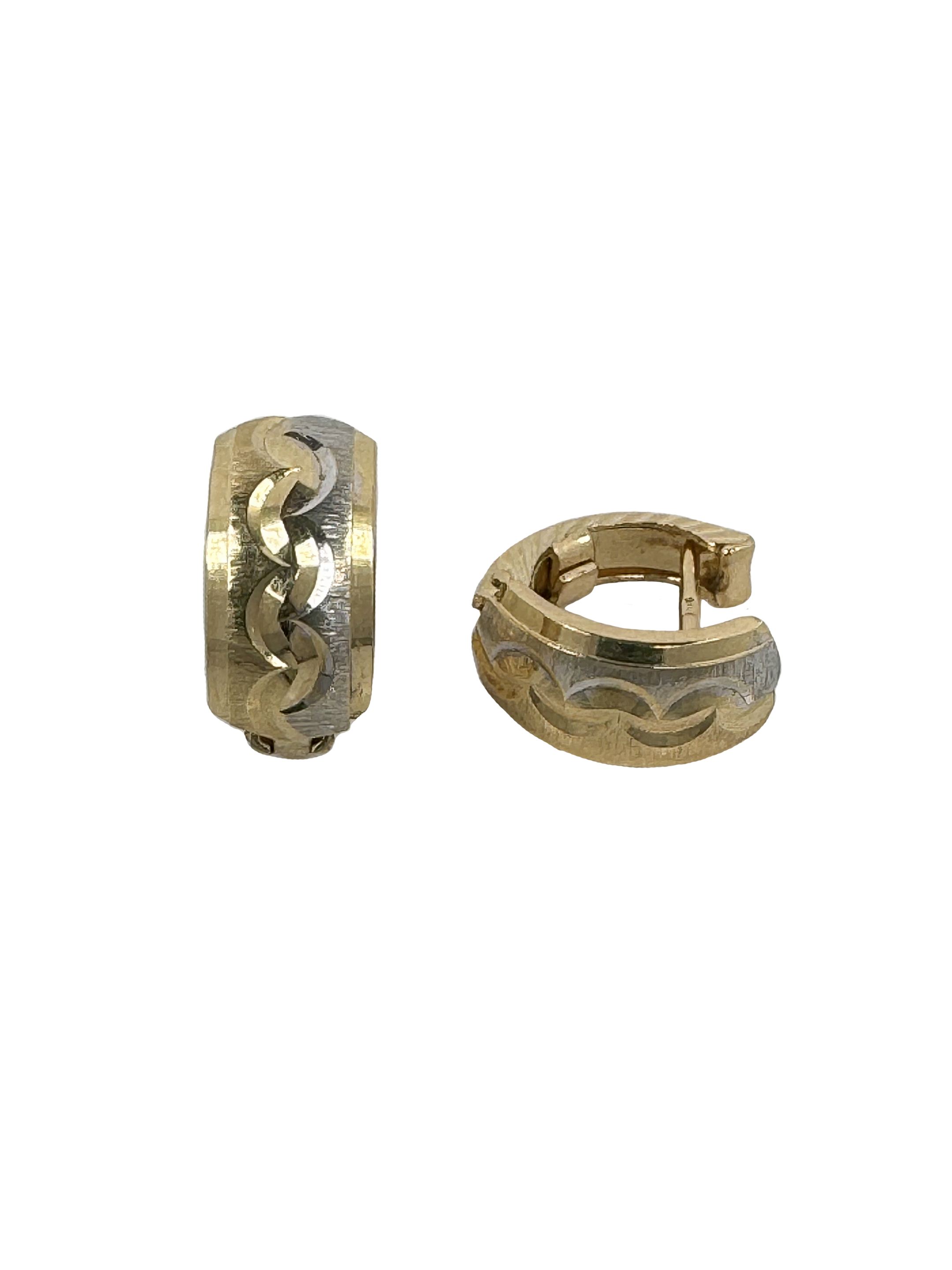 Παιδικά χρυσά δίχρωμα σκουλαρίκια με γκραβούρα Calliope