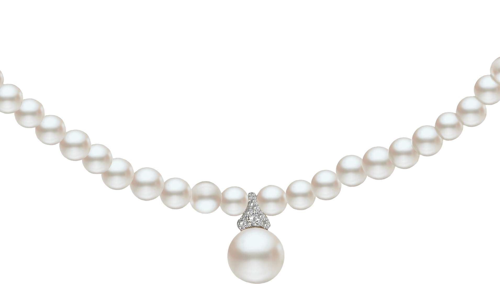 Pearl necklace with diamonds Miluna PCL2506