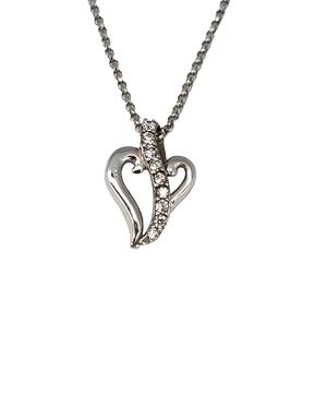 Pendant made of white gold Heart with zircons