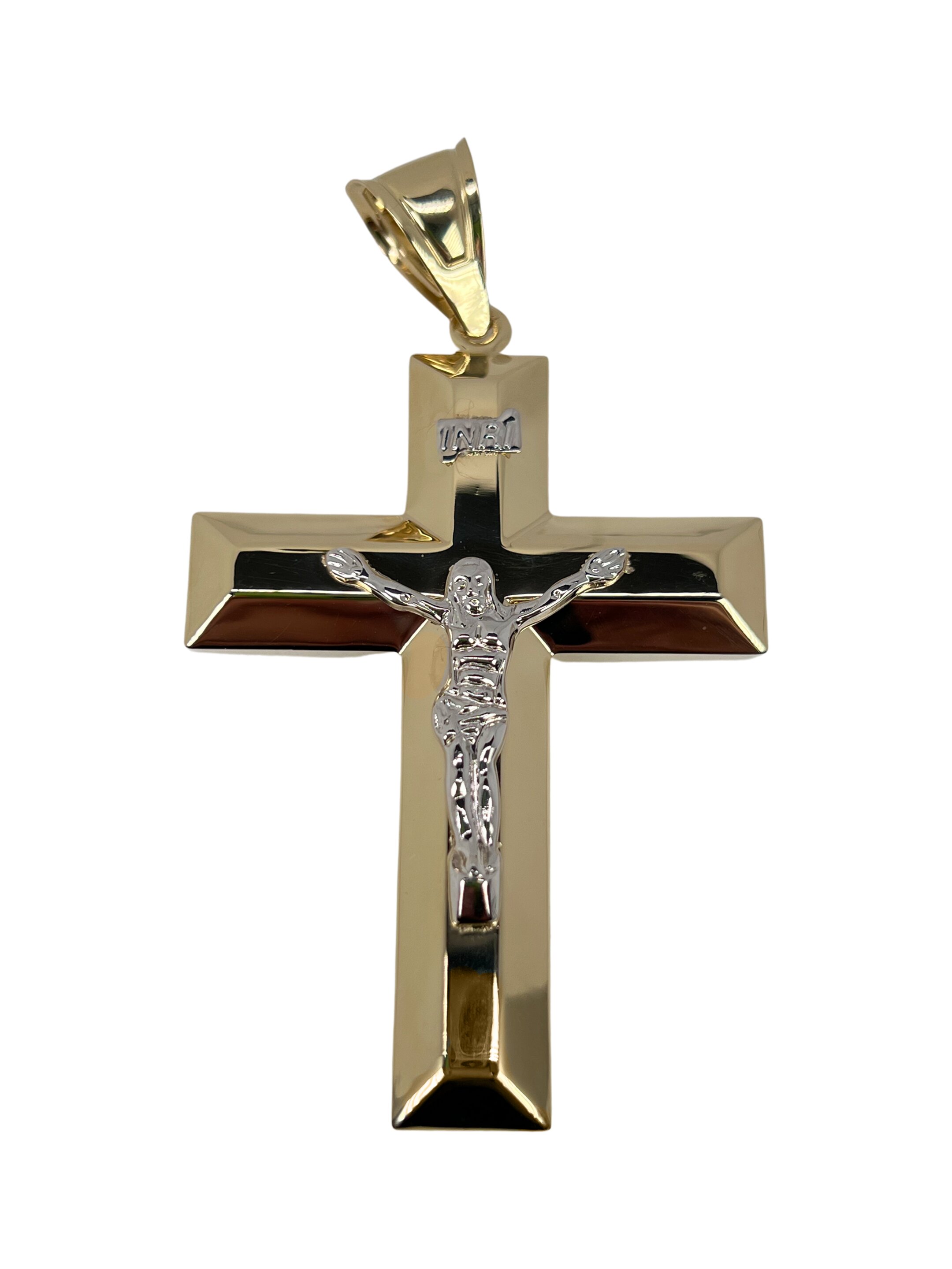 Pendentif croix bicolore doré