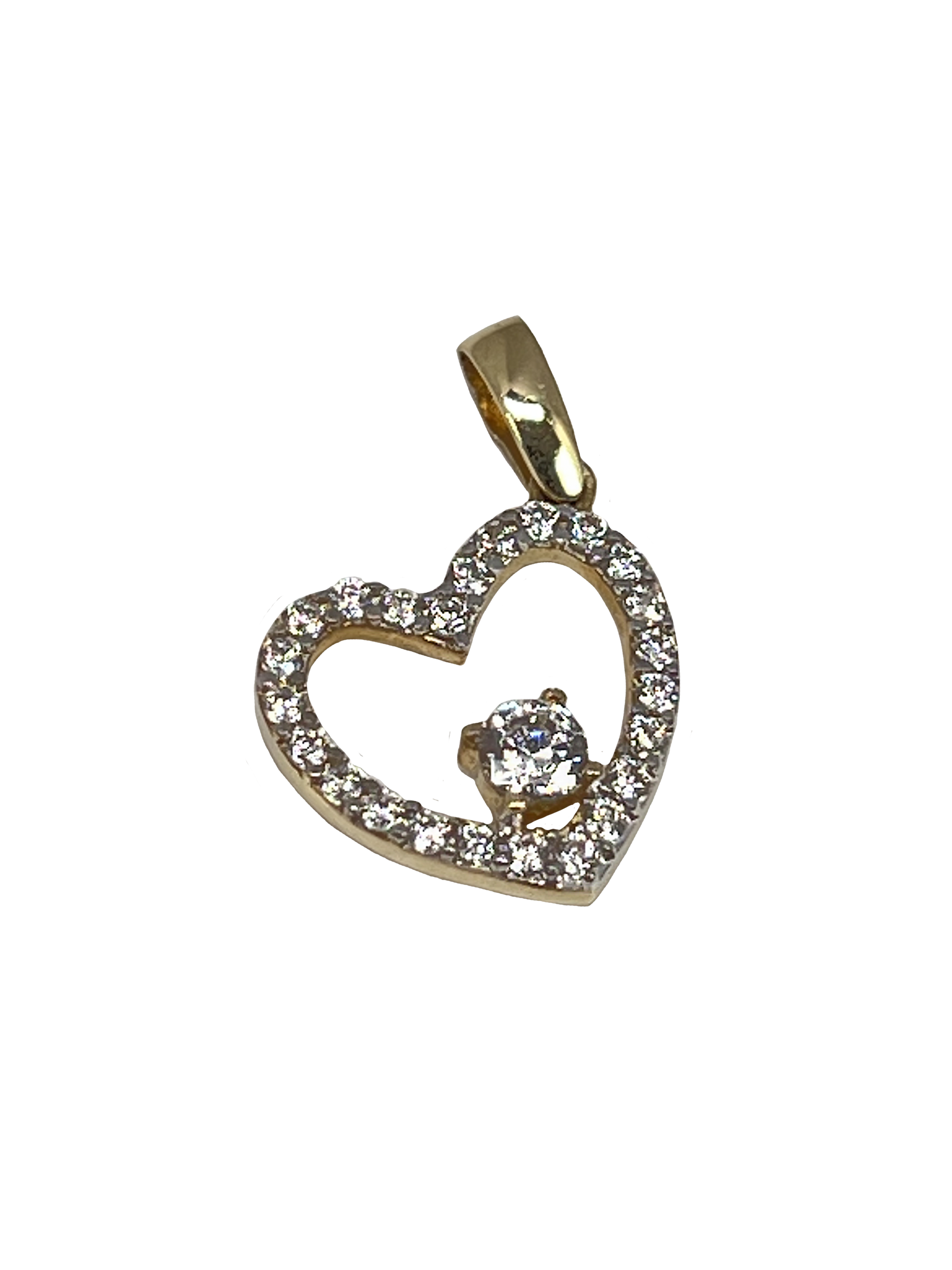 Pendentif en or en forme de coeur avec zircons