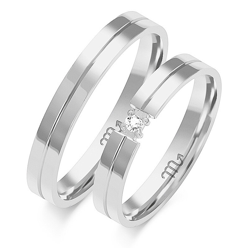 Plakani klasiski laulības gredzeni ar akmeni
