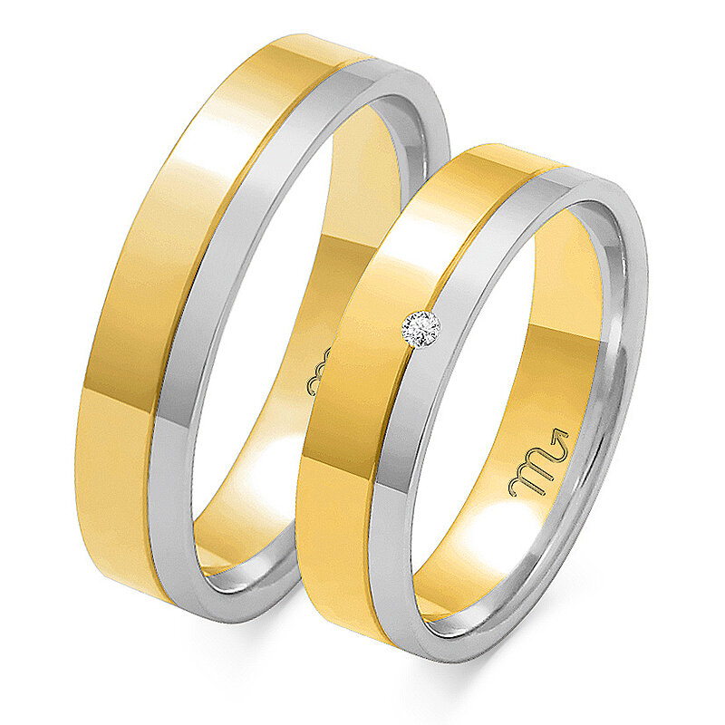 Poročni prstan s ploščatim profilom, sijoč brez kamenčka OE-10