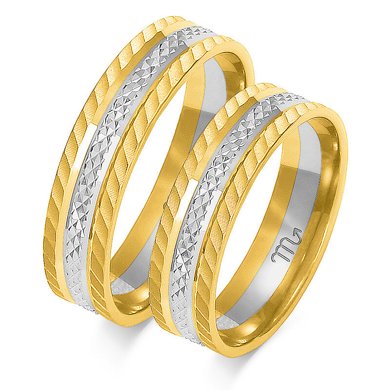 Poročni prstani gravirani kombinirani