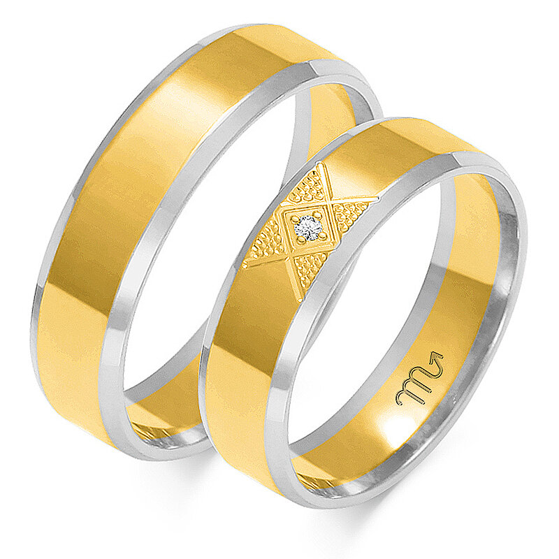 Poročni prstani s faznim profilom sijoči
