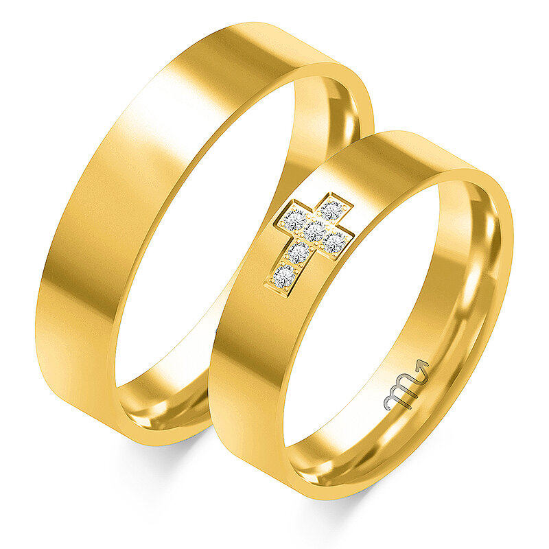 Poročni prstani s križem in kamenčki