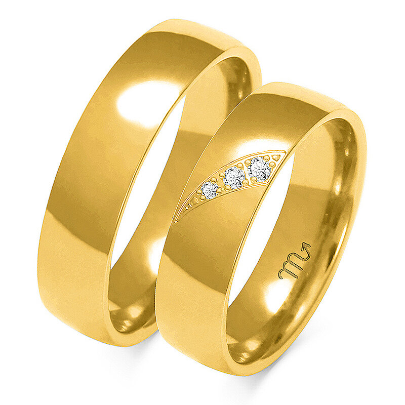 Poročni prstani s tremi kamni sijoča klasika