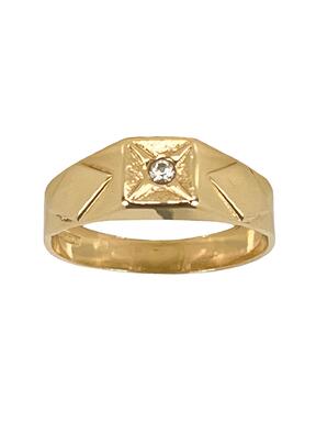 Prsten od žutog zlata sa cirkonima i graviranjem