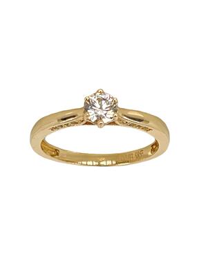 Prsten sa cirkonom od žutog zlata