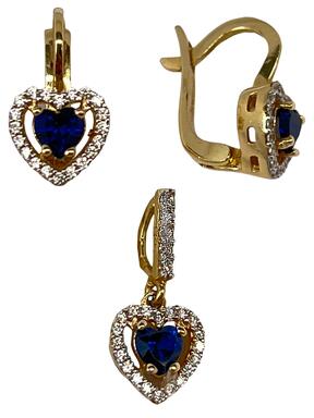 Romantyczny złoty wysadzany niebieskimi cyrkoniami Romance III.