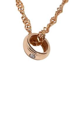 Round pendant made of rose gold with zircon Hoop