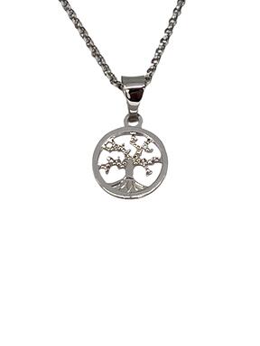 Round pendant with zircons Tree of Life