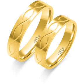 Shiny gold engraved hoops