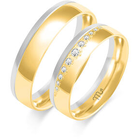 Shiny two-tone wedding rings with rhinestones