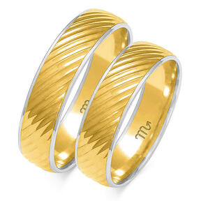Shiny wedding rings with a phased profile