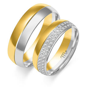 Shiny wedding rings with a semi-round profile
