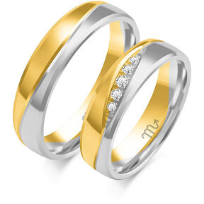 Shiny wedding rings with rhinestones