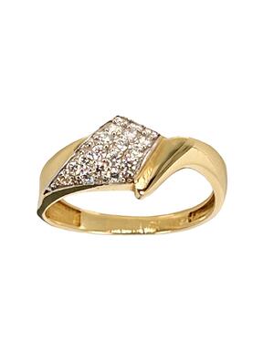 Shiny yellow gold ring with zircons