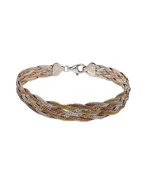 Silver bracelet braided pattern with surface treatment