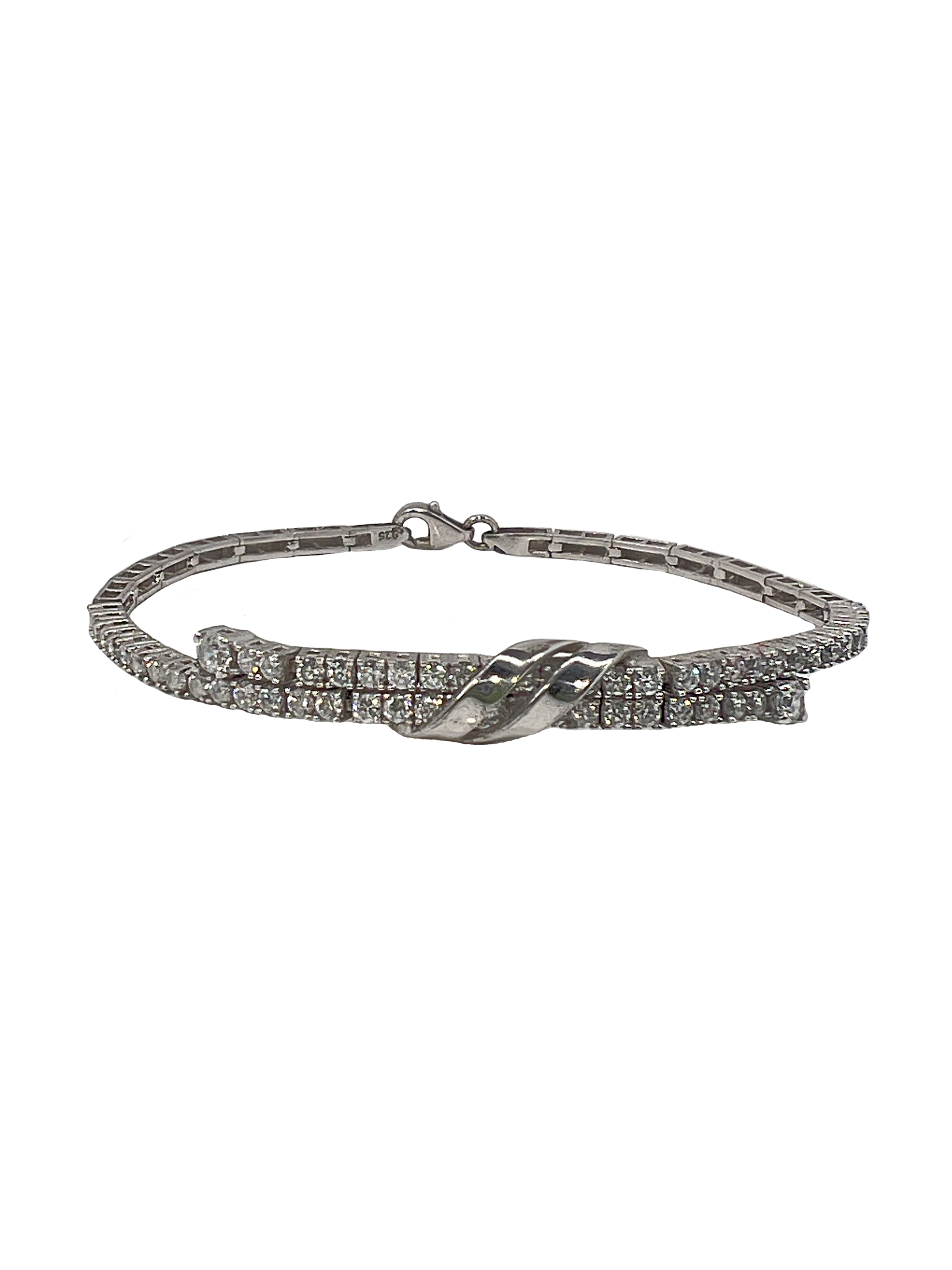 Silver bracelet with crystals