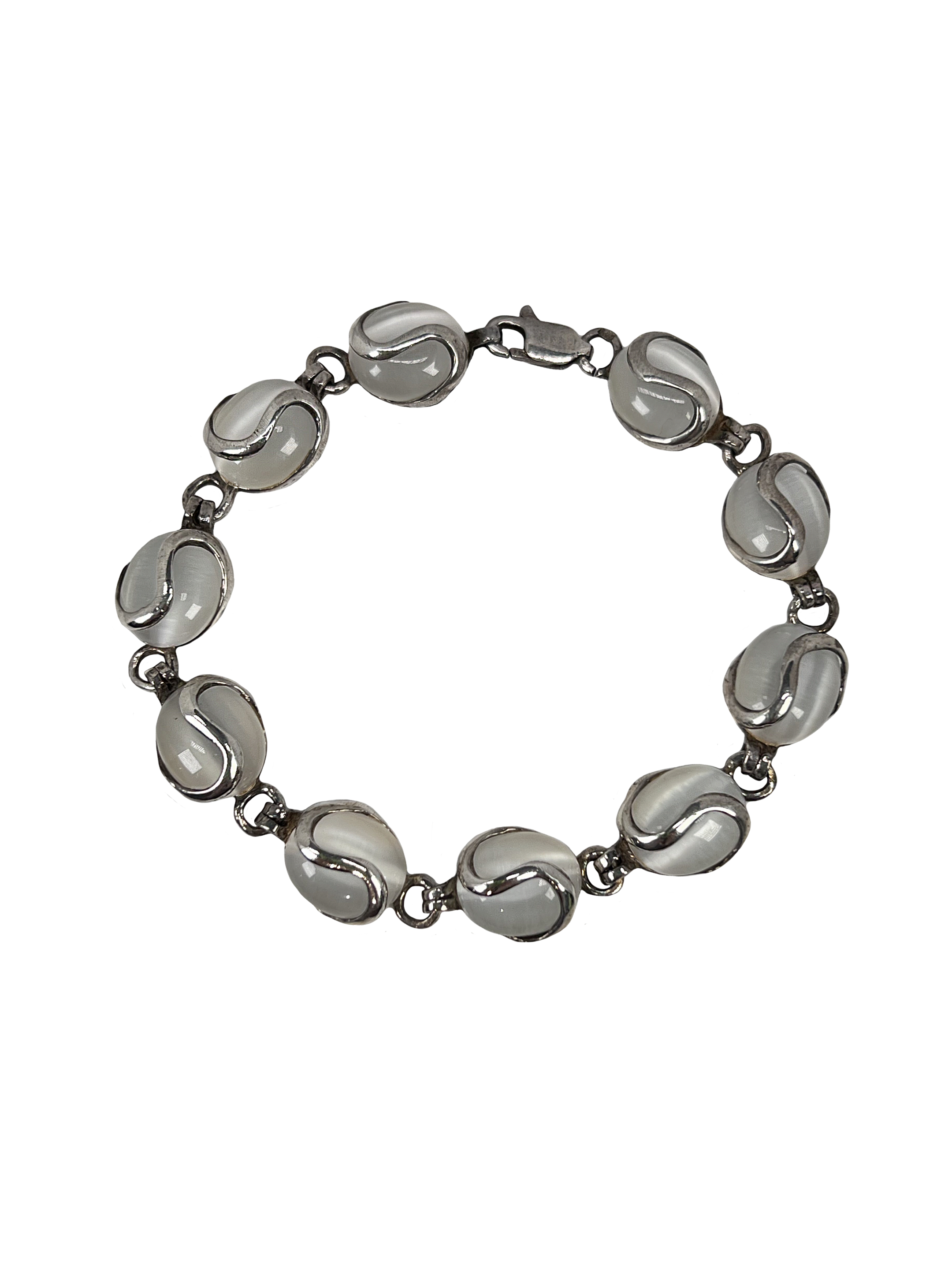Silver bracelet with gray stones