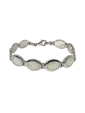 Silver bracelet with opals