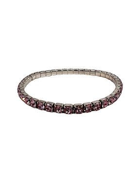 Silver bracelet with pink crystals