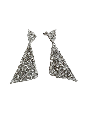 Silver dangling earrings with crystals