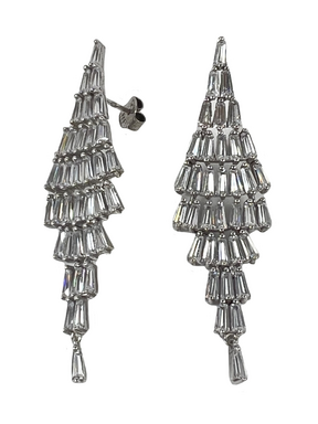 Silver earrings hanging with crystals