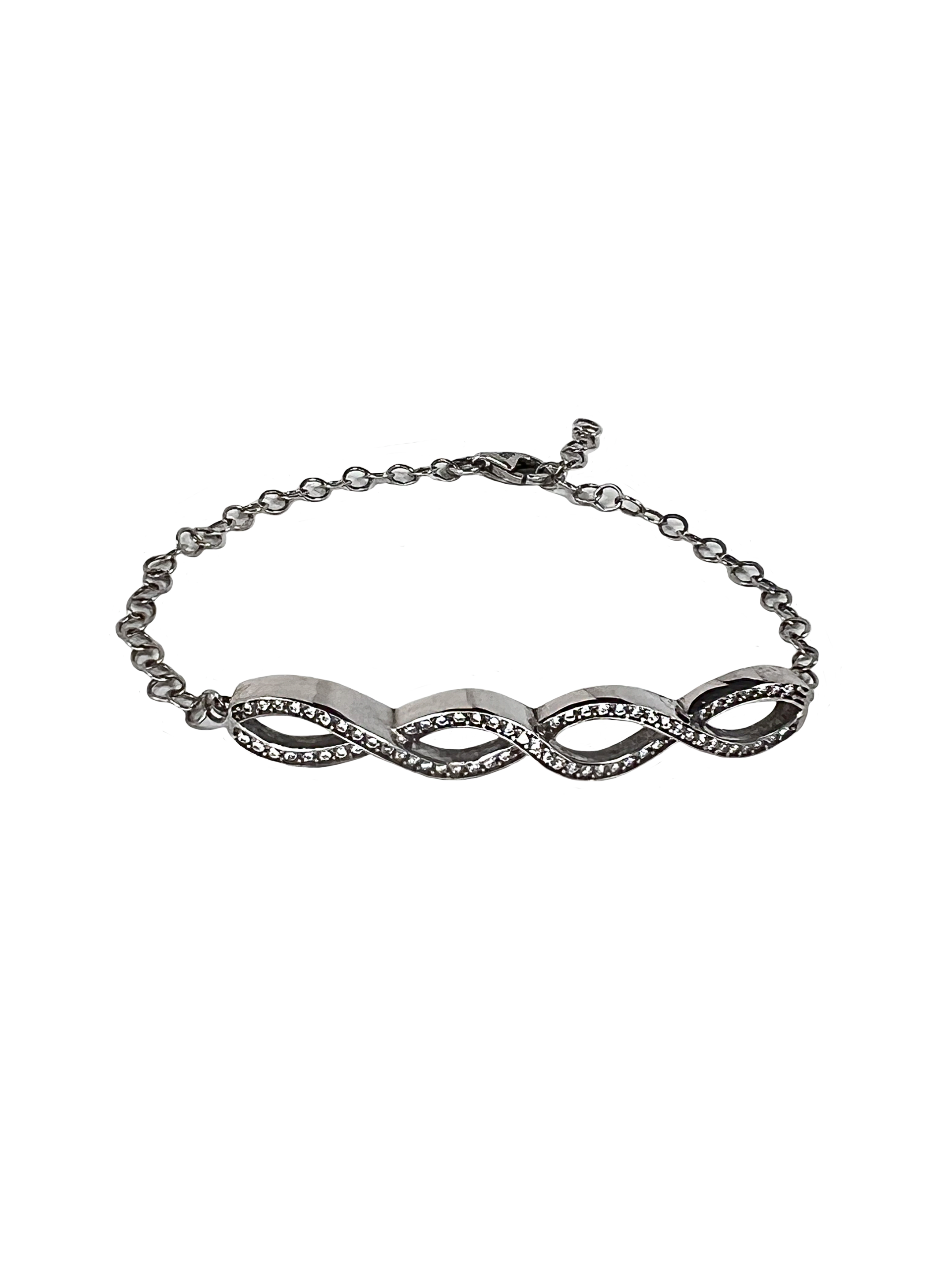 Silver infinity bracelet with crystals