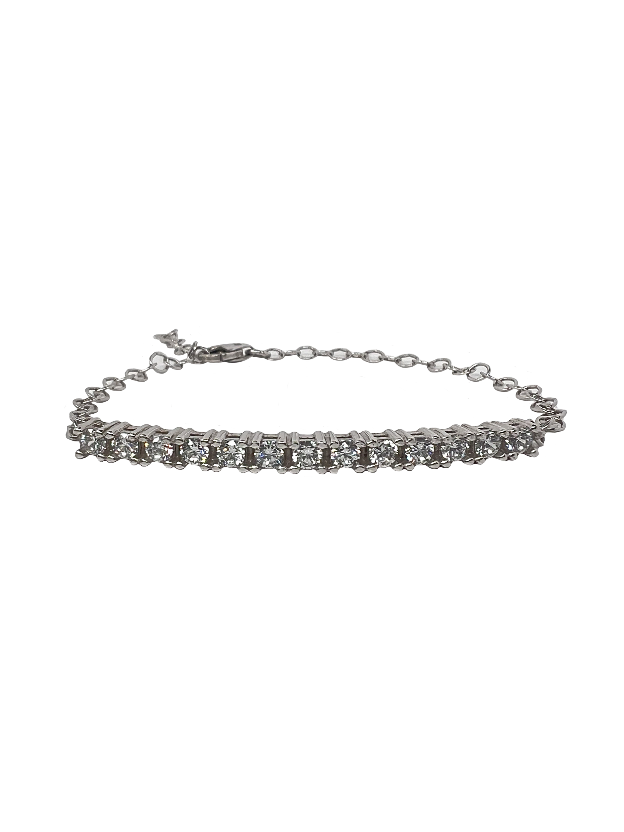 Silver modern bracelet with crystals