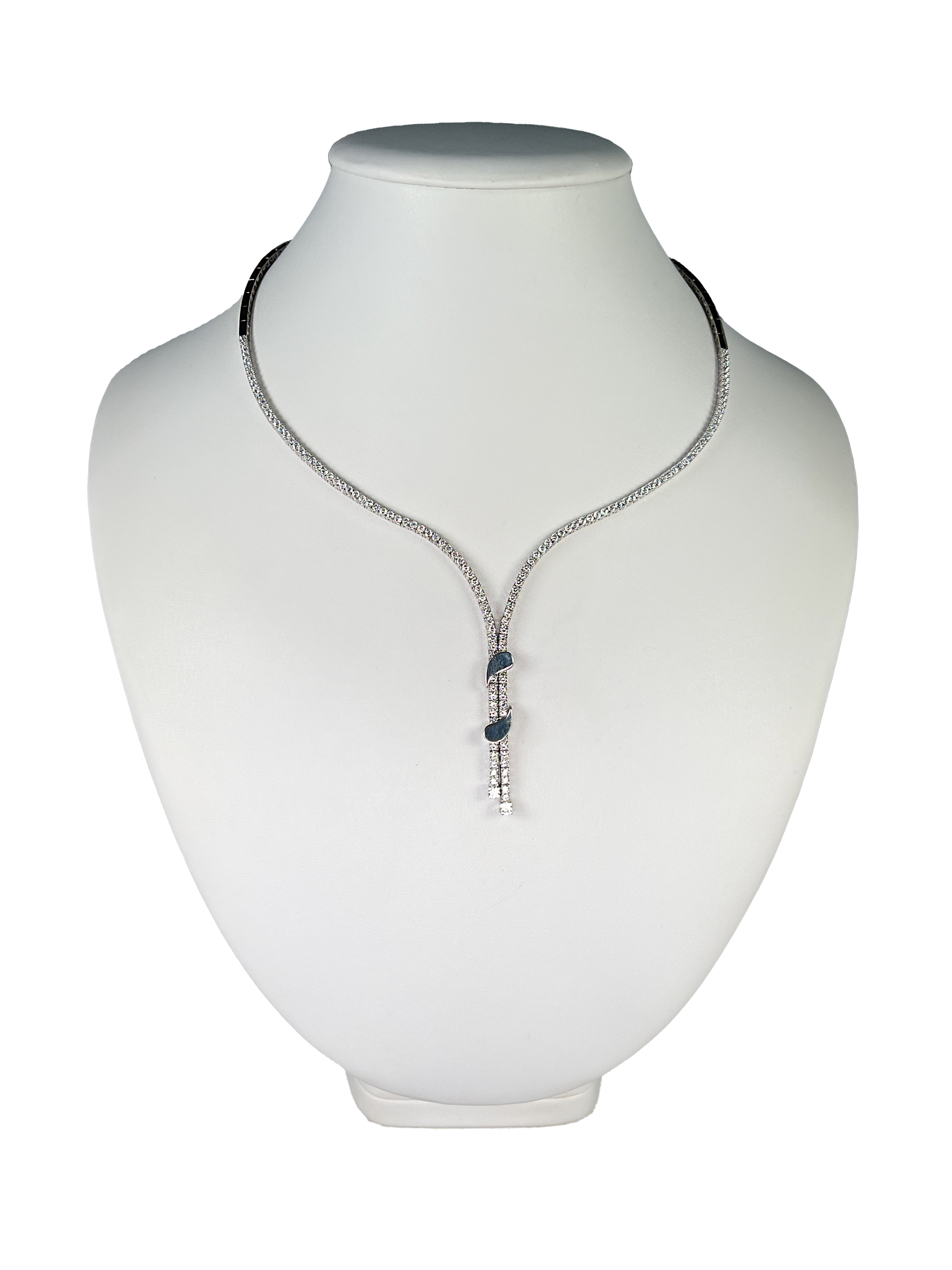Silver modern necklace with Kvapky zircons