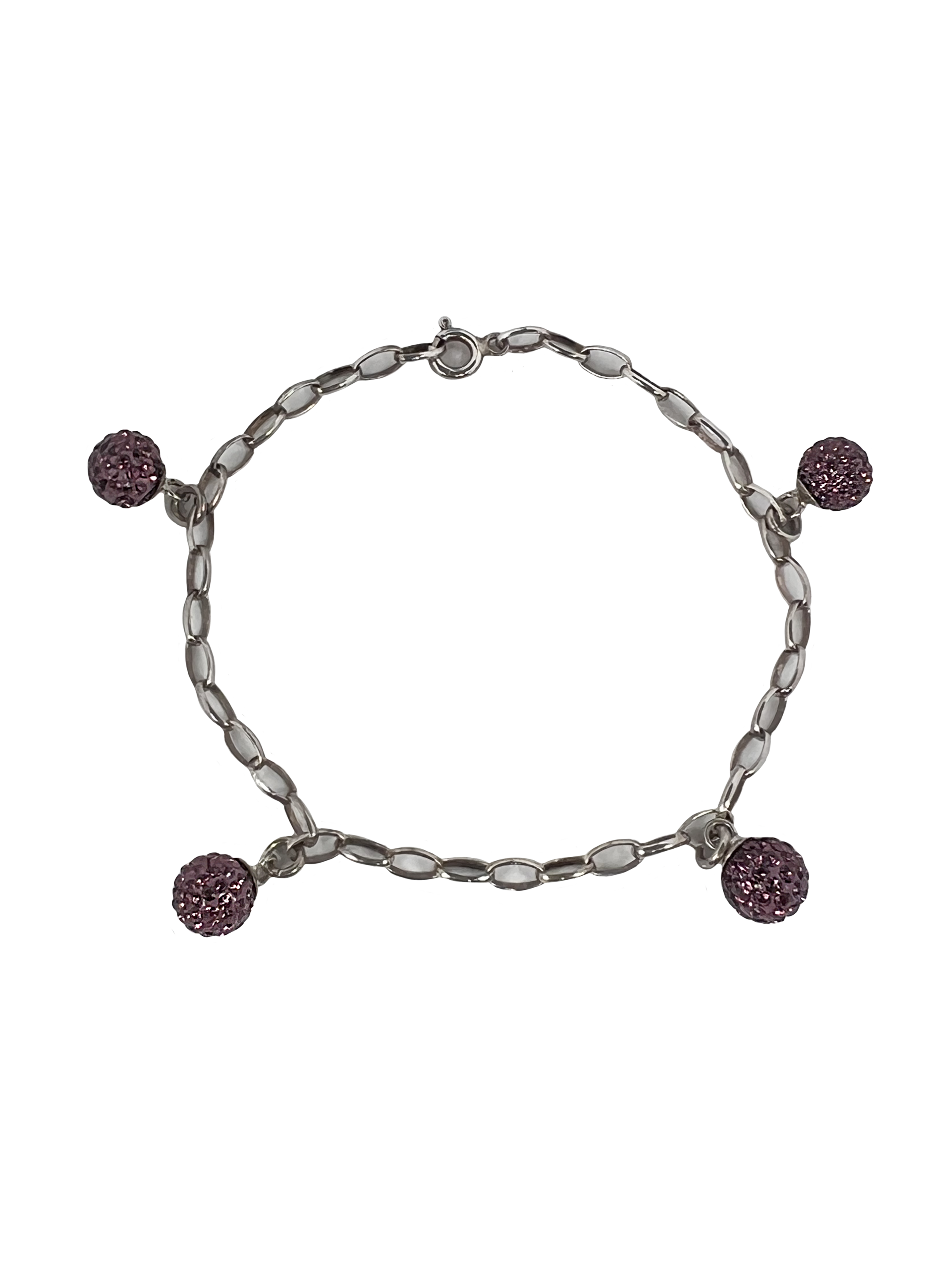 Silver modernt armband med lila pärlor