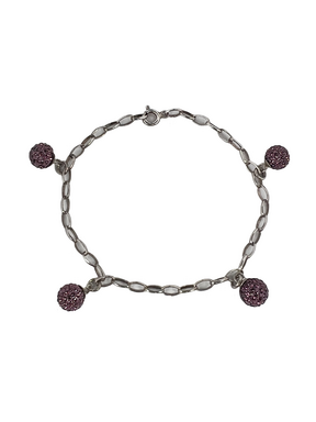 Silver modernt armband med lila pärlor