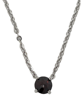 Silver necklace with a red stone