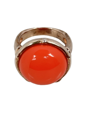 Silver ring with surface treatment and orange stone