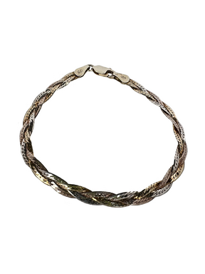 Silver two-tone bracelet knitted pattern