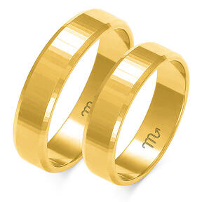 Single-color wedding band with phased profile A-121