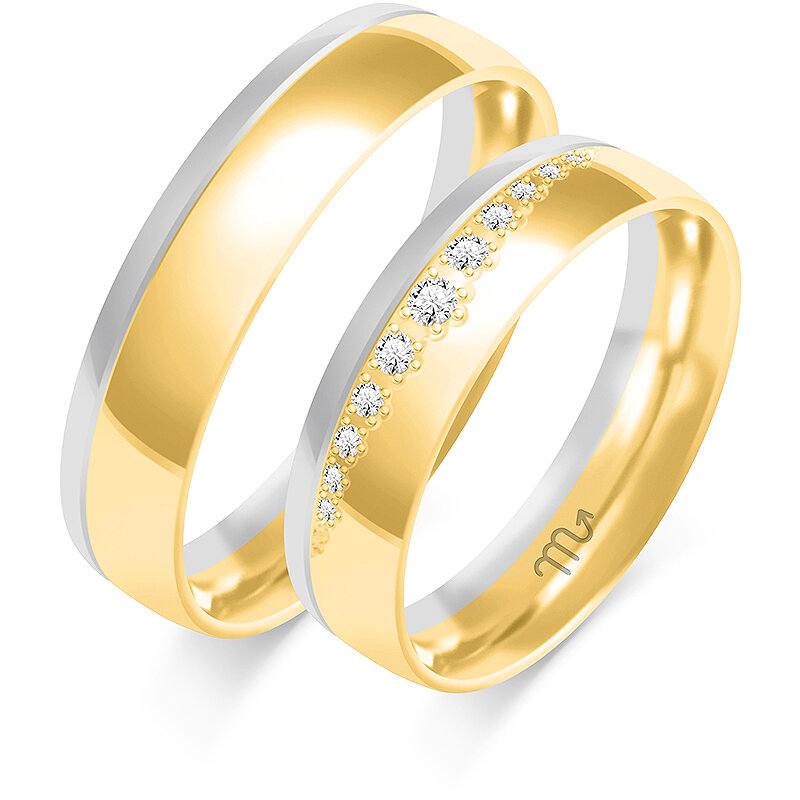 Sjajno dvobojno vjenčano prstenje sa kamenčićima
