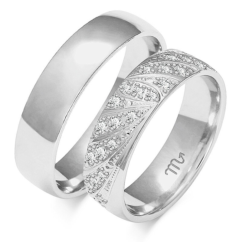 Sjajno vjenčano prstenje sa kamenčićima u jednoj boji
