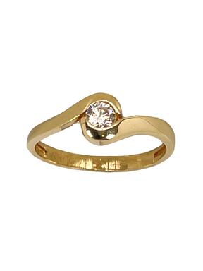 Spīdīgs dzeltenā zelta gredzens ar cirkonu