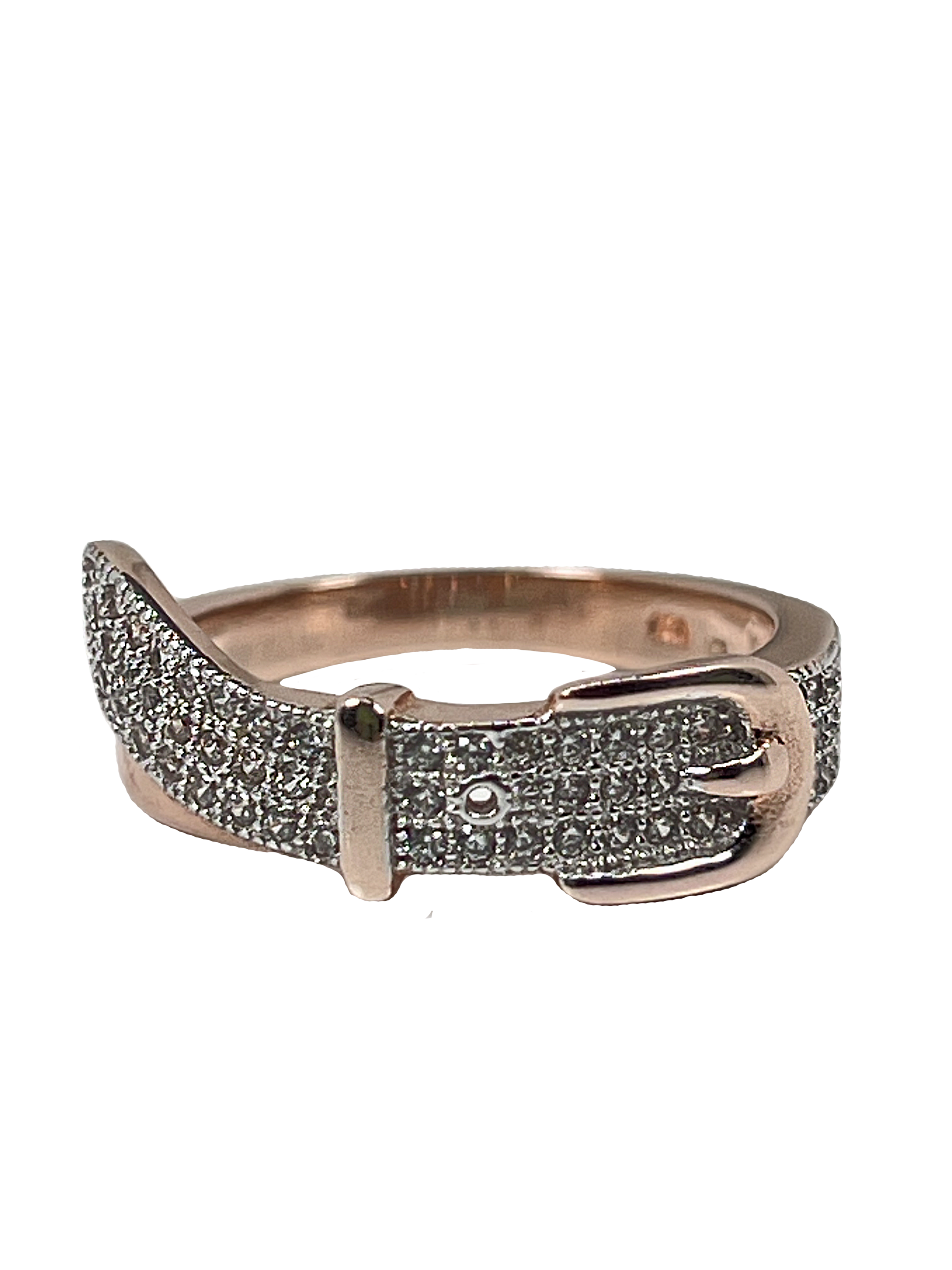 Srebrny pierścionek z obróbką powierzchniową i kryształami