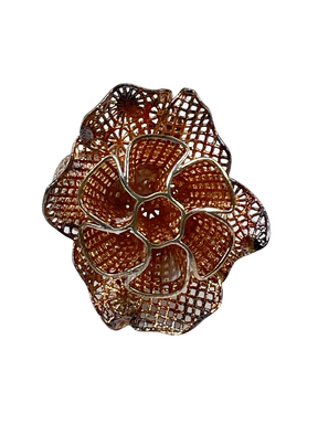 Strieborný prsteň kvet s povrchovou úpravou