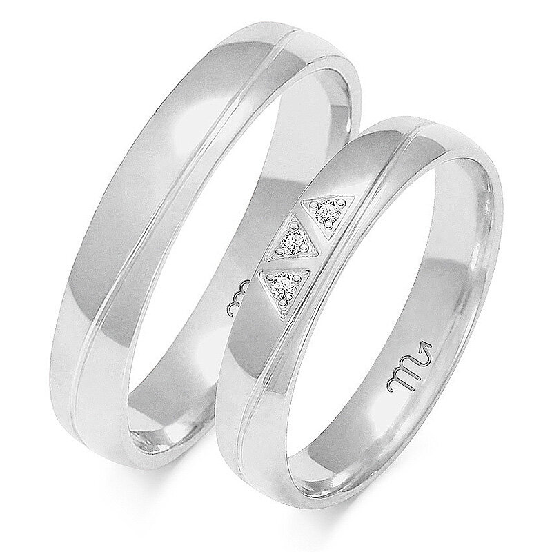 Svetleč poročni prstan s črto brez kamenčkov